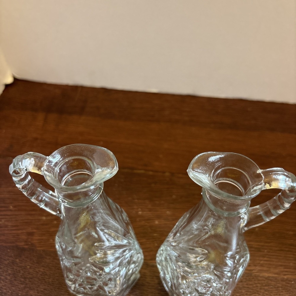 2 Set Anchor Hocking Glass Early American Prescut Star Vinegar Bottle Cruet - Picture 4 of 6